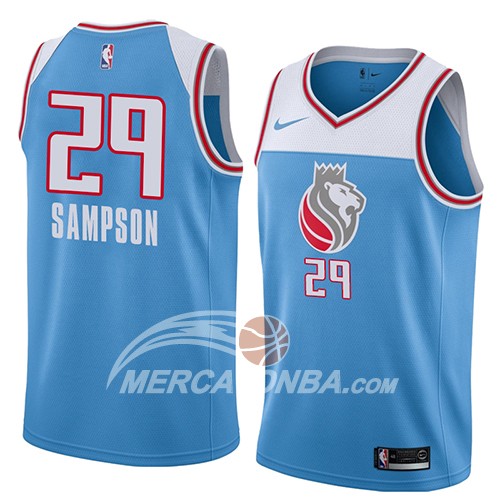 Maglia NBA Sacramento Kings Jakarr Sampson Ciudad 2018 Blu